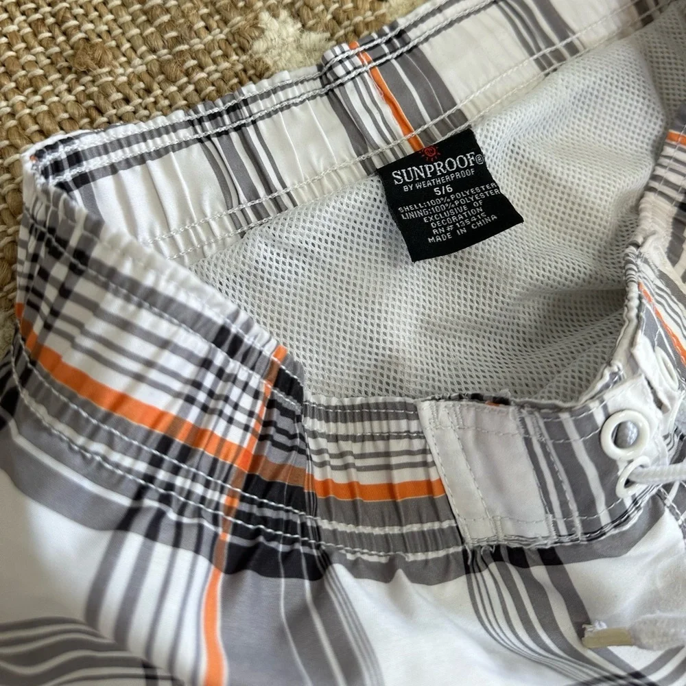 Sunproof by Weatherproof Boys Plaid Surf Swim Trunks Swim Shorts Size 5/6